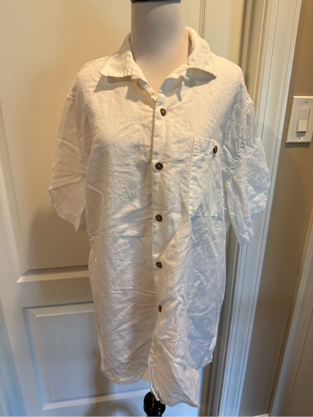 Saddlebred White Linen Short-Sleeve Shirt Jacket